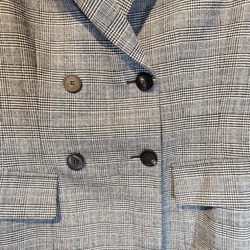 Emporio Armani Double Breasted Plaid Prince of Wales Gray Blazer Notched Lapel - Picture 4 of 13
